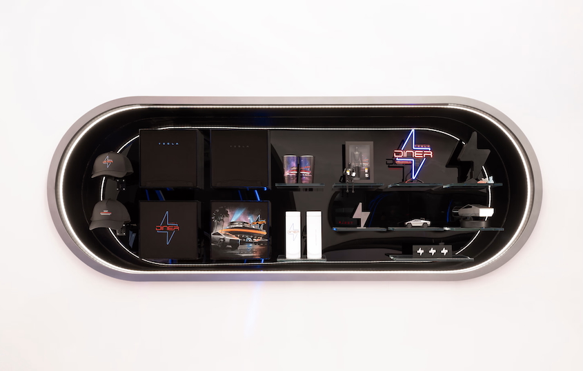 Merchandise available at Tesla Diner