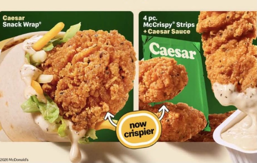 Caesar Snack Wrap and McCrispy Strips served with Caesar Sauce